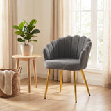 Sherpa Fleece Fabric Lounge Chair 61.5cm Wide With Metal Legs - Velmora