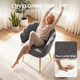 Sherpa Fleece Fabric Lounge Chair 61.5cm Wide With Metal Legs - Velmora
