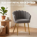 Sherpa Fleece Fabric Lounge Chair 61.5cm Wide With Metal Legs - Velmora