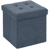 Sherpa Fleece Fabric Storage Ottoman 38cm Wide Square - Velmora