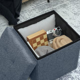 Sherpa Fleece Fabric Storage Ottoman 38cm Wide Square - Velmora