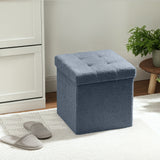 Sherpa Fleece Fabric Storage Ottoman 38cm Wide Square - Velmora