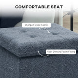 Sherpa Fleece Fabric Storage Ottoman 38cm Wide Square - Velmora