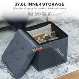Sherpa Fleece Fabric Storage Ottoman 38cm Wide Square - Velmora