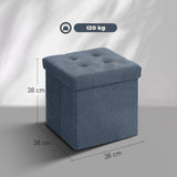 Sherpa Fleece Fabric Storage Ottoman 38cm Wide Square - Velmora