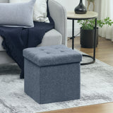 Sherpa Fleece Fabric Storage Ottoman 38cm Wide Square - Velmora