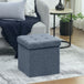 Sherpa Fleece Fabric Storage Ottoman 38cm Wide Square - Velmora