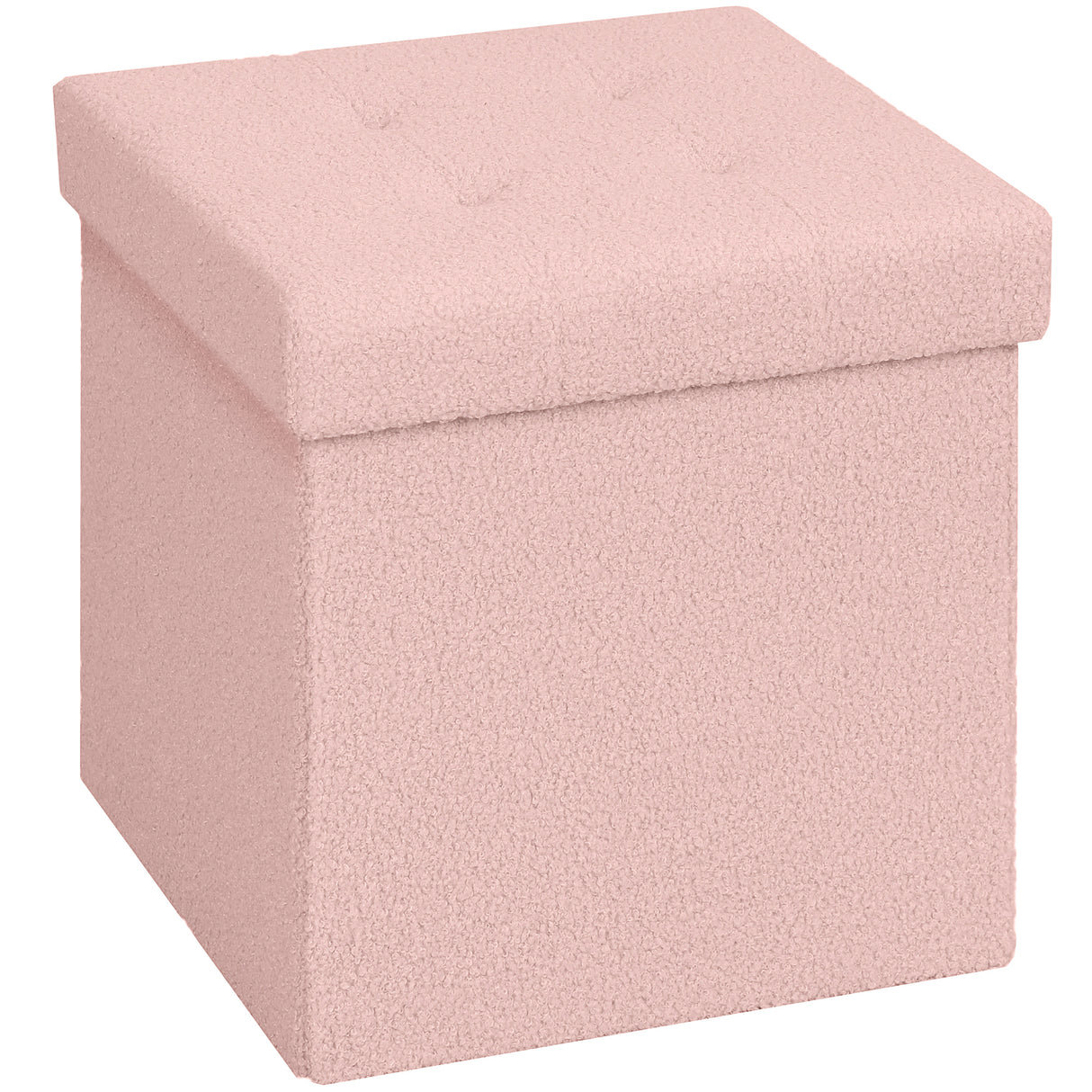 Sherpa Fleece Fabric Storage Ottoman 38cm Wide Square - Velmora