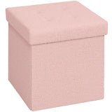 Sherpa Fleece Fabric Storage Ottoman 38cm Wide Square - Velmora
