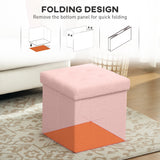 Sherpa Fleece Fabric Storage Ottoman 38cm Wide Square - Velmora
