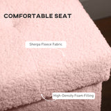 Sherpa Fleece Fabric Storage Ottoman 38cm Wide Square - Velmora