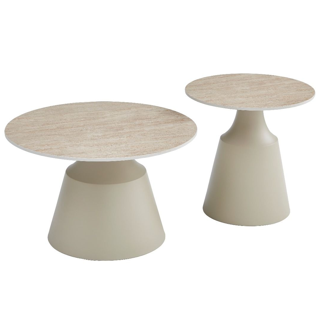 Sintered Stone Coffee And End Table in Round - Luna