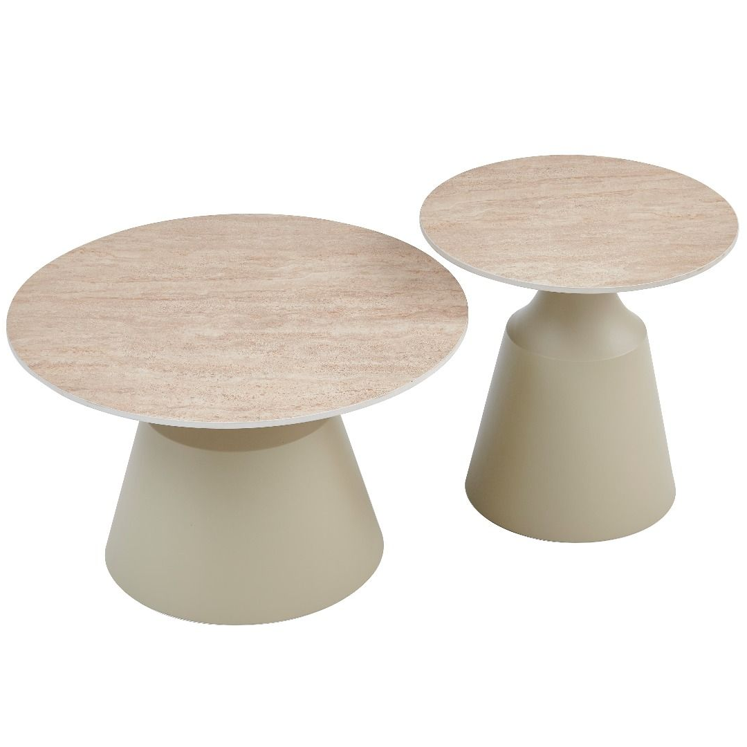 Sintered Stone Coffee And End Table in Round - Luna