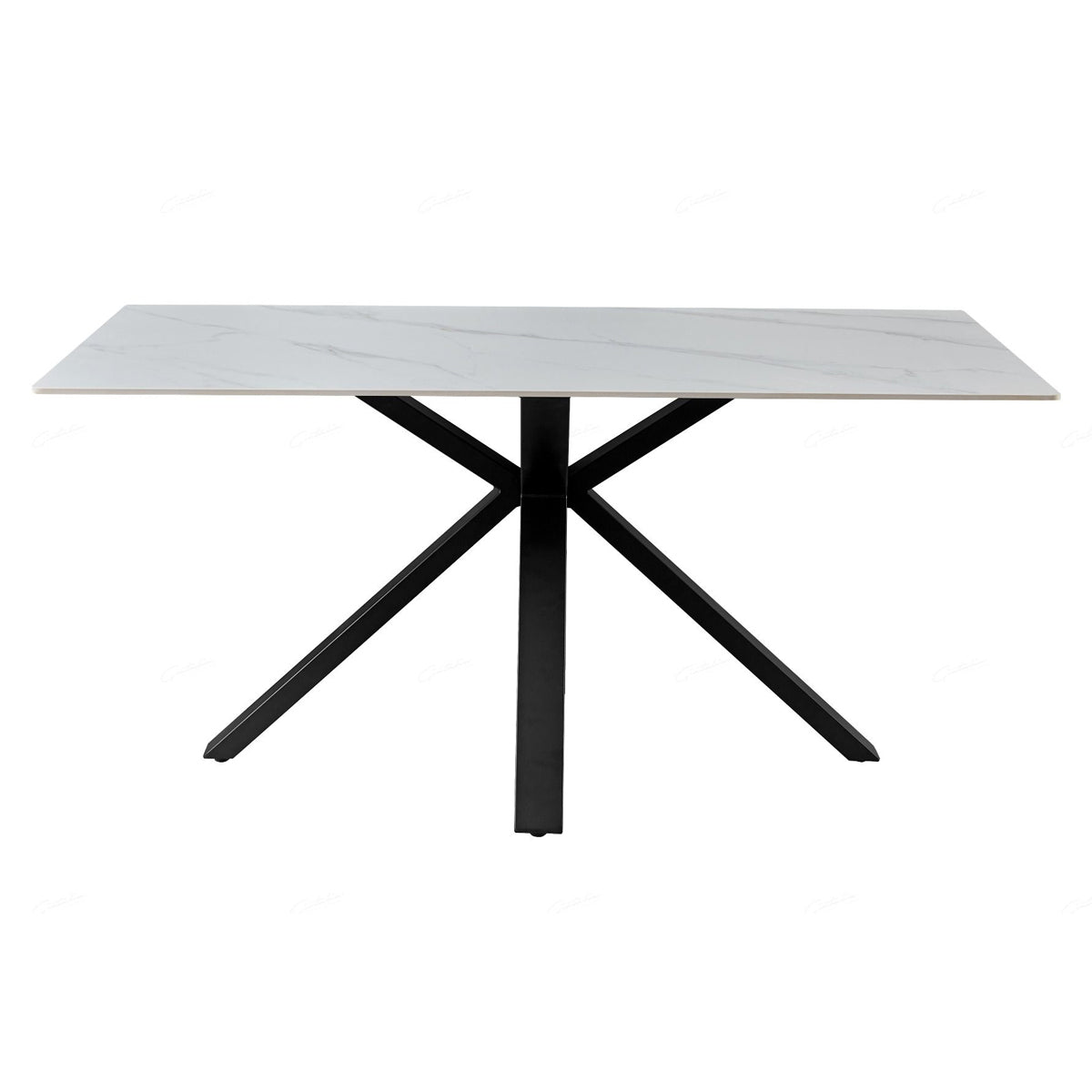 Ceramic Dining Table for 6 to 8 People Extending in Cosmic Grey Vein - Opulento