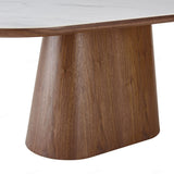 Sintered Stone Dining Table for 6 to 8 People Oval With Beech Base - Bianca