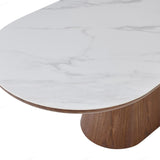Sintered Stone Dining Table for 6 to 8 People Oval With Beech Base - Bianca