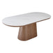 Sintered Stone Dining Table 200cm Wide for 6 to 8 People Oval With Beech Base - Bianca