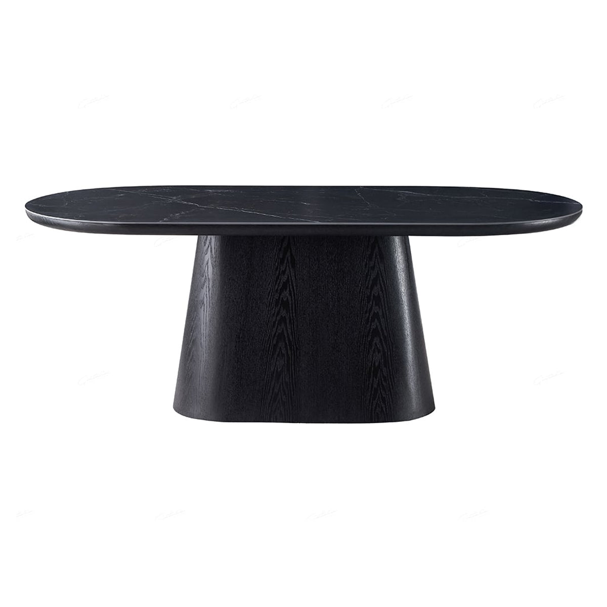 Sintered Stone Dining Table for 6 to 8 People Oval With Black Base - Bianca