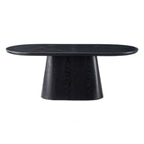 Sintered Stone Dining Table for 6 to 8 People Oval With Black Base - Bianca
