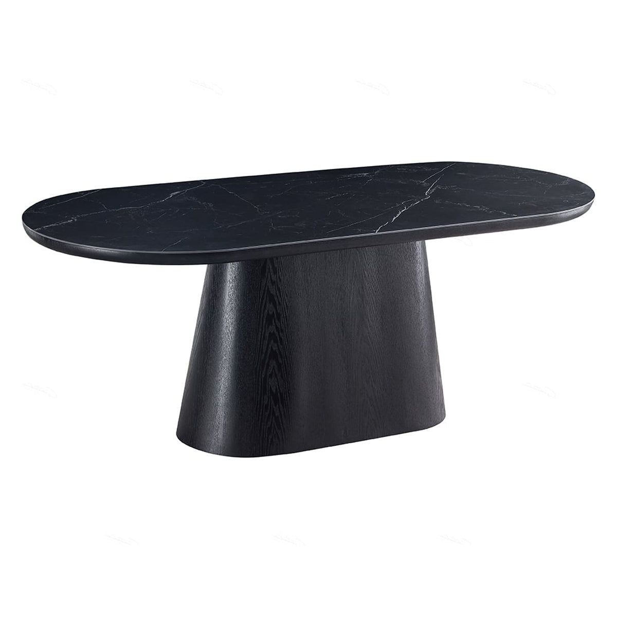 Sintered Stone Dining Table for 6 to 8 People Oval With Black Base - Bianca