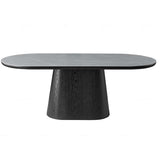 Sintered Stone Dining Table for 6 to 8 People Oval With Black Base - Bianca