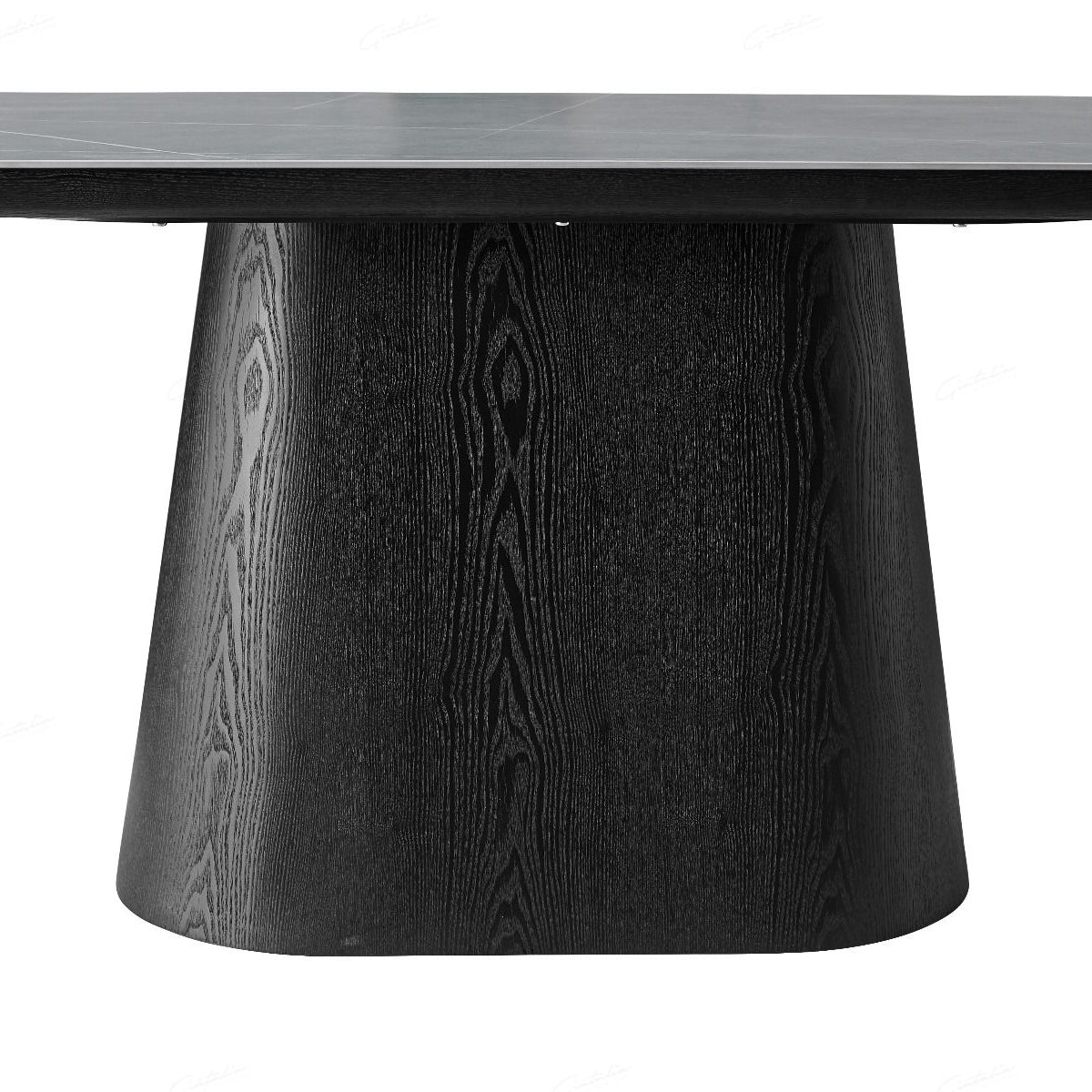 Sintered Stone Dining Table for 6 to 8 People Oval With Black Base - Bianca