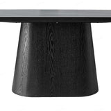 Sintered Stone Dining Table for 6 to 8 People Oval With Black Base - Bianca