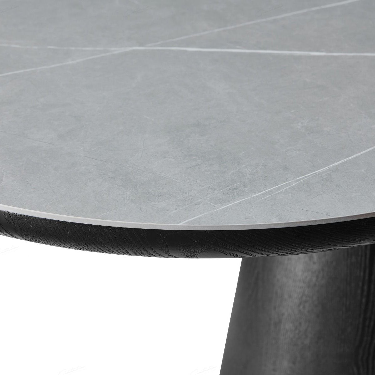 Sintered Stone Dining Table for 6 to 8 People Oval With Black Base - Bianca