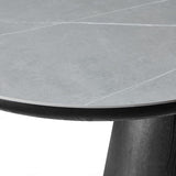 Sintered Stone Dining Table for 6 to 8 People Oval With Black Base - Bianca