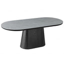 Sintered Stone Dining Table for 6 to 8 People Oval With Black Base - Bianca