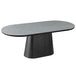 Sintered Stone Dining Table 200cm Wide for 6 to 8 People Oval With Black Base - Bianca