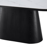 Sintered Stone Dining Table for 6 to 8 People Oval With Black Base - Bianca