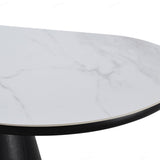Sintered Stone Dining Table for 6 to 8 People Oval With Black Base - Bianca