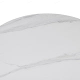 Sintered Stone Dining Table for 6 to 8 People Oval With Black Base - Bianca