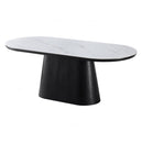 Sintered Stone Dining Table for 6 to 8 People Oval With Black Base - Bianca