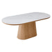 Sintered Stone Dining Table for 6 to 8 People Oval With Walnut Base - Bianca