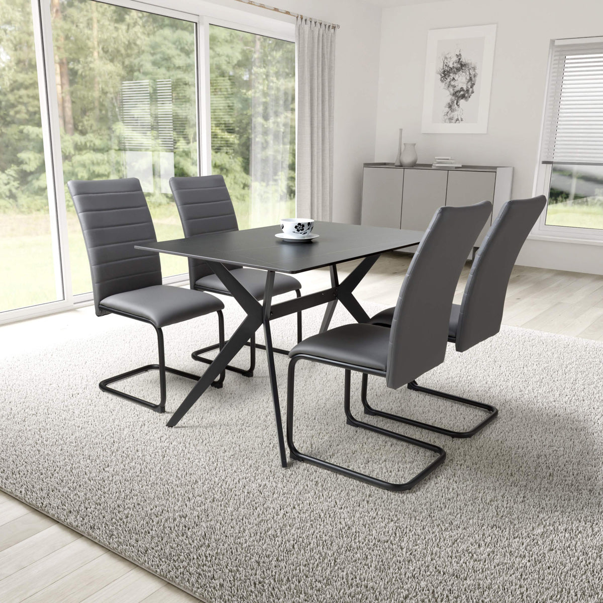 Sintered Stone Dining Table for 4 People 120cm Wide Rectangular - Timor