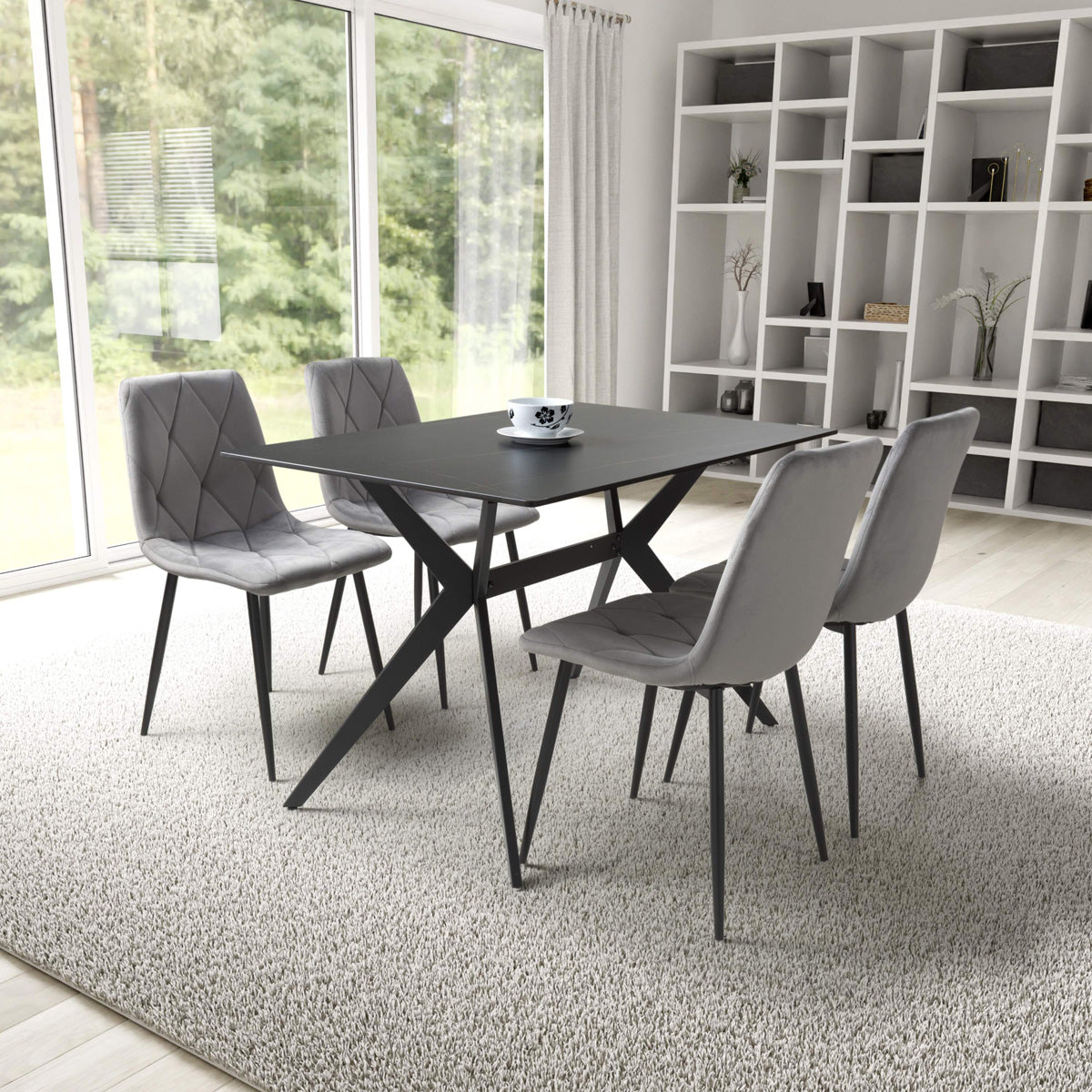 Sintered Stone Dining Table for 4 People 120cm Wide Rectangular - Timor