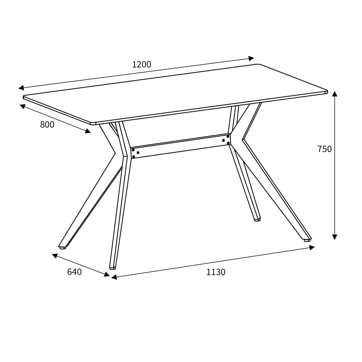 Sintered Stone Dining Table for 4 People 120cm Wide Rectangular - Timor