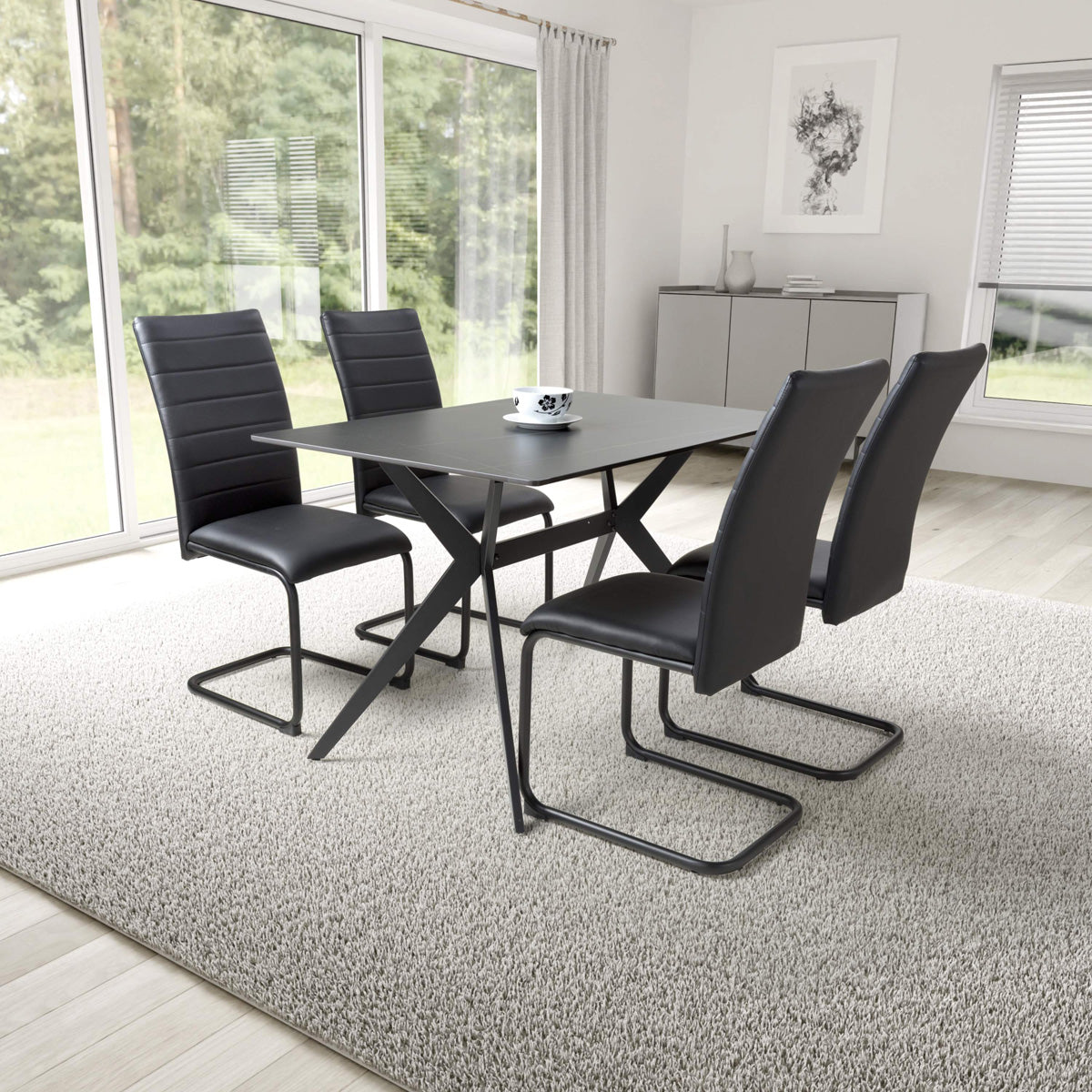 Sintered Stone Dining Table for 4 People 120cm Wide Rectangular - Timor