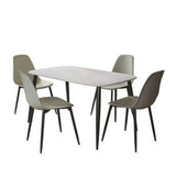 Sintered Stone Dining Table in High Gloss White Rectangular With 4 Curve Chairs - Aspen