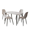 Sintered Stone Dining Table in High Gloss White Rectangular With 4 Curve Chairs - Aspen