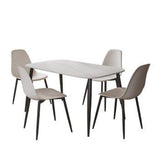 Sintered Stone Dining Table in High Gloss White Rectangular With 4 Curve Chairs - Aspen