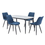 Sintered Stone Dining Table in High Gloss White Rectangular With 4 Diamond Stitch Chairs - Aspen