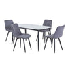 Sintered Stone Dining Table in High Gloss White Rectangular With 4 Diamond Stitch Chairs - Aspen