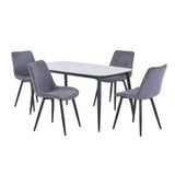 Sintered Stone Dining Table in High Gloss White Rectangular With 4 Diamond Stitch Chairs - Aspen