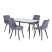 Sintered Stone Dining Table in High Gloss White Rectangular With 4 Diamond Stitch Chairs - Aspen