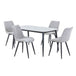 Sintered Stone Dining Table in High Gloss White Rectangular With 4 Diamond Stitch Chairs - Aspen