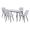 Sintered Stone Dining Table in High Gloss White Rectangular With 4 Diamond Stitch Chairs - Aspen