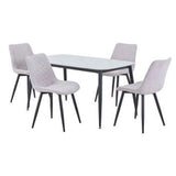 Sintered Stone Dining Table in High Gloss White Rectangular With 4 Diamond Stitch Chairs - Aspen